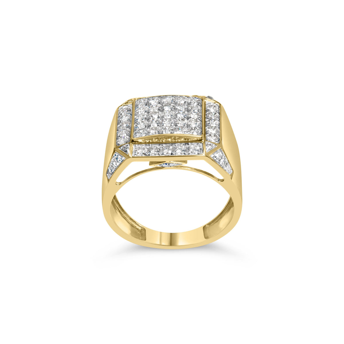 Men's 10K Yellow Gold 2 1/8 Cttw Diamond Composite Cluster Cocktail Ring Band Otarealm