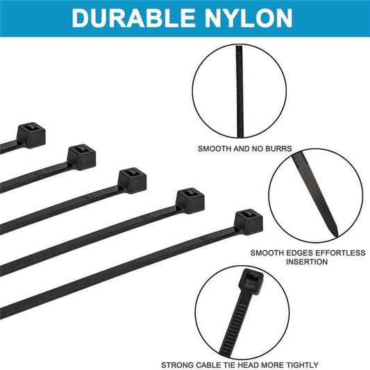 500-Piece: Black Nylon Cable Ties Otarealm