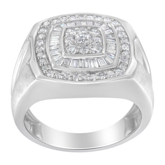 14K White Gold Men's 1 CTTW Diamond Band Ring