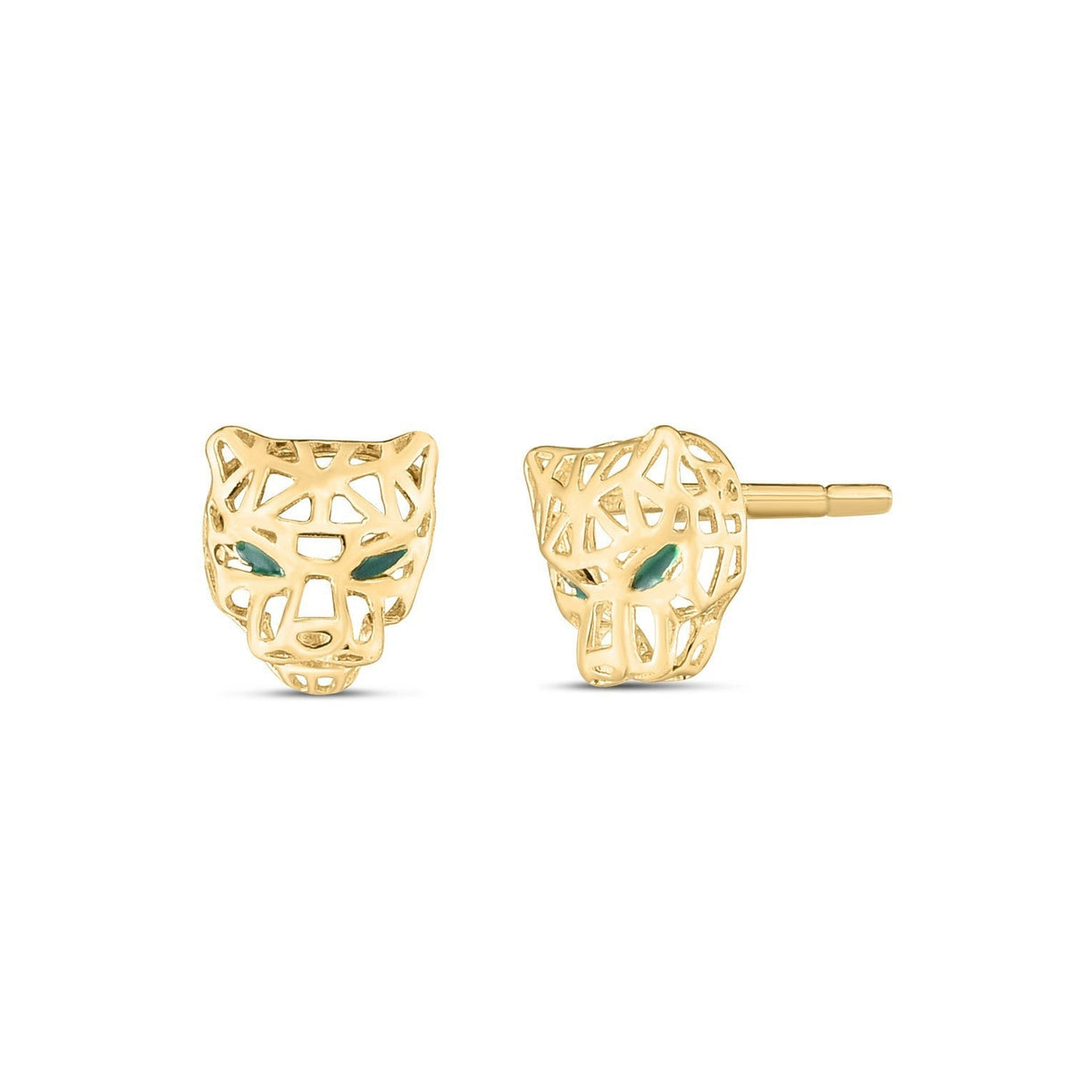 14k Yellow Gold Panther Head Stud Earrings Otarealm