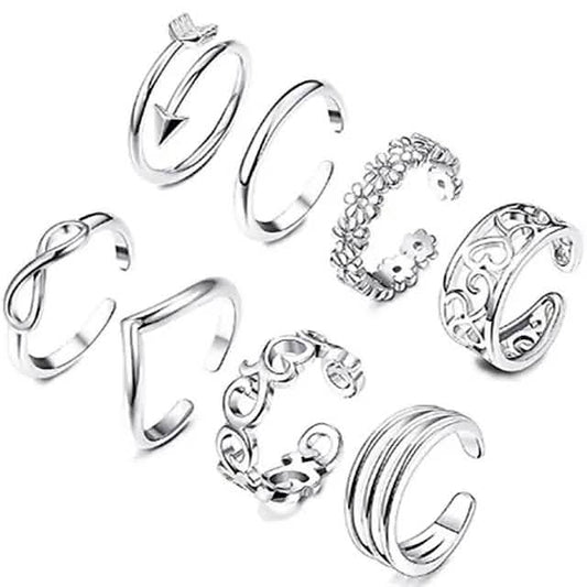 6-Pieces: Adjustable Open Toe Ring Band Otarealm