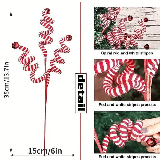 6-Pieces: Red White Candy Christmas Tree Decorations