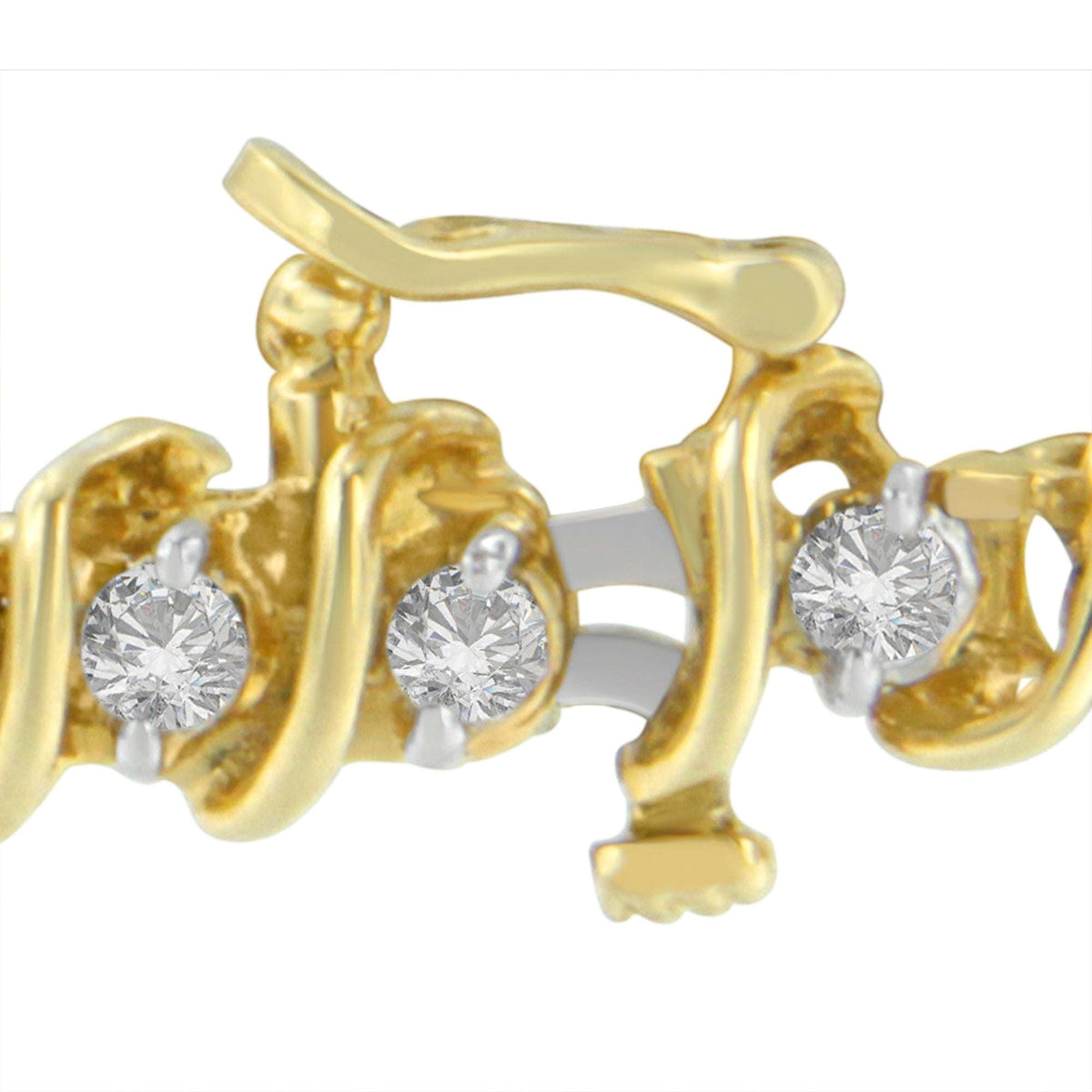14K Yellow Gold Round Cut Diamond Spiral Link Bracelet (3.00 cttw, H-I Color, SI2-I1 Clarity) Otarealm
