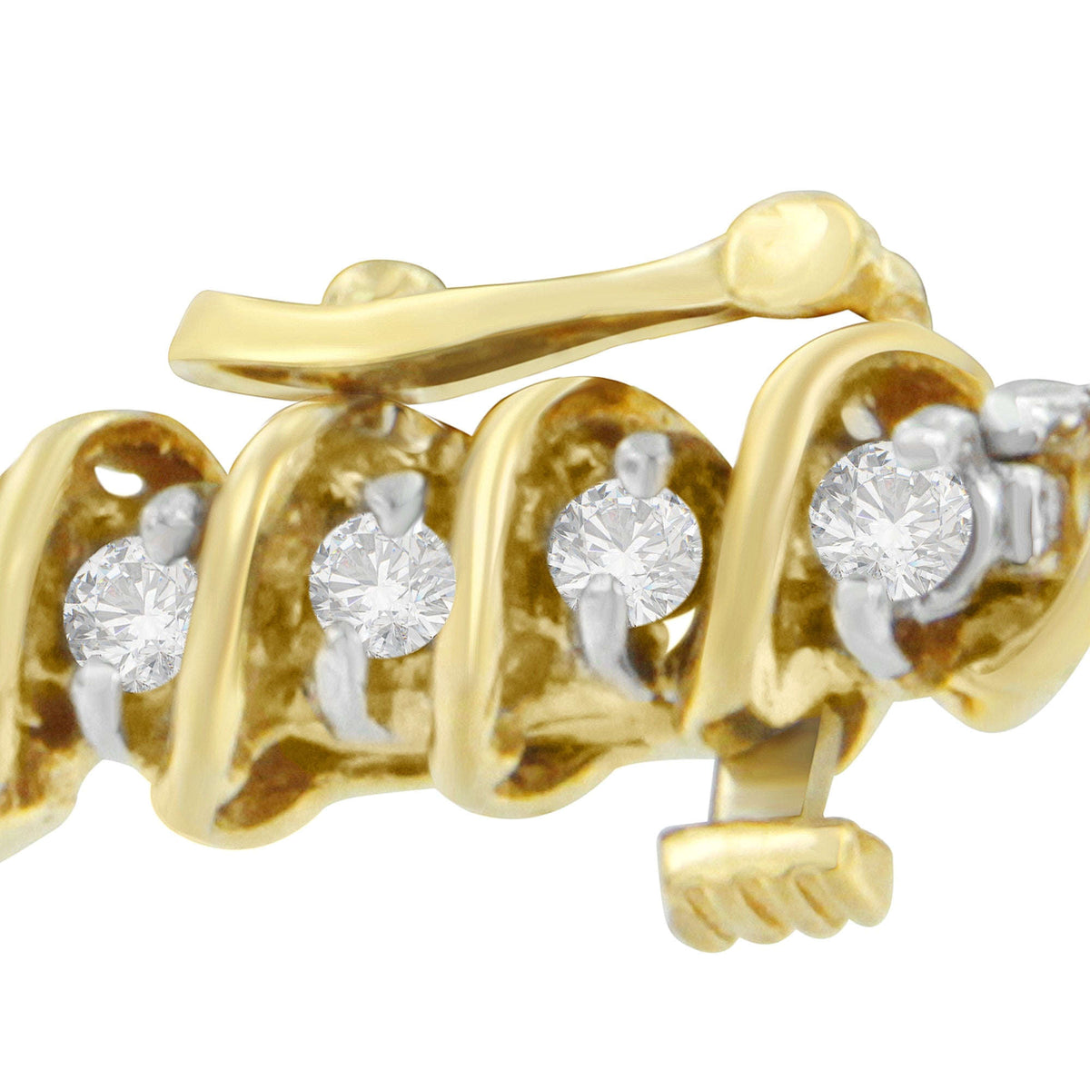 18K Yellow Gold Round Cut Diamond Spiral Link Bracelet (2.00 cttw, I-J Color, I1-I2 Clarity) Otarealm
