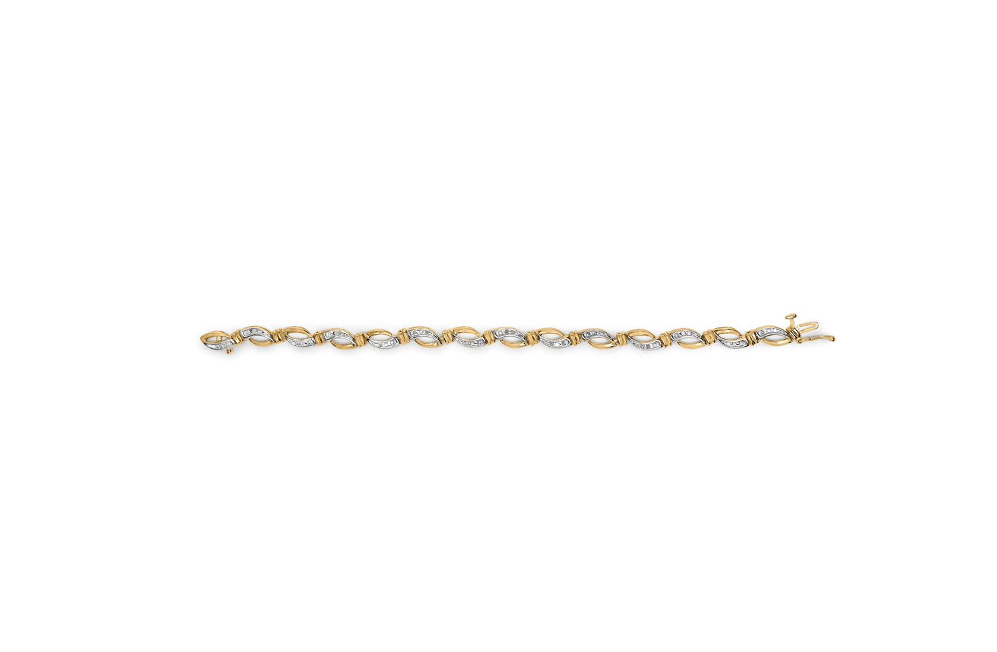10K Yellow and White Gold 1/2 Cttw Channel Set Diamond Infinity Link 7" Tennis Bracelet (H-I Color, I1-I2 Clarity) Otarealm