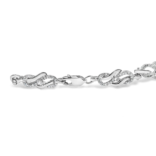 .925 Sterling Silver 1.0 Cttw Diamond Infinity Loop and Swirl Link Bracelet (I-J Color, I2-I3 Clarity) - 7.25" Inches Otarealm