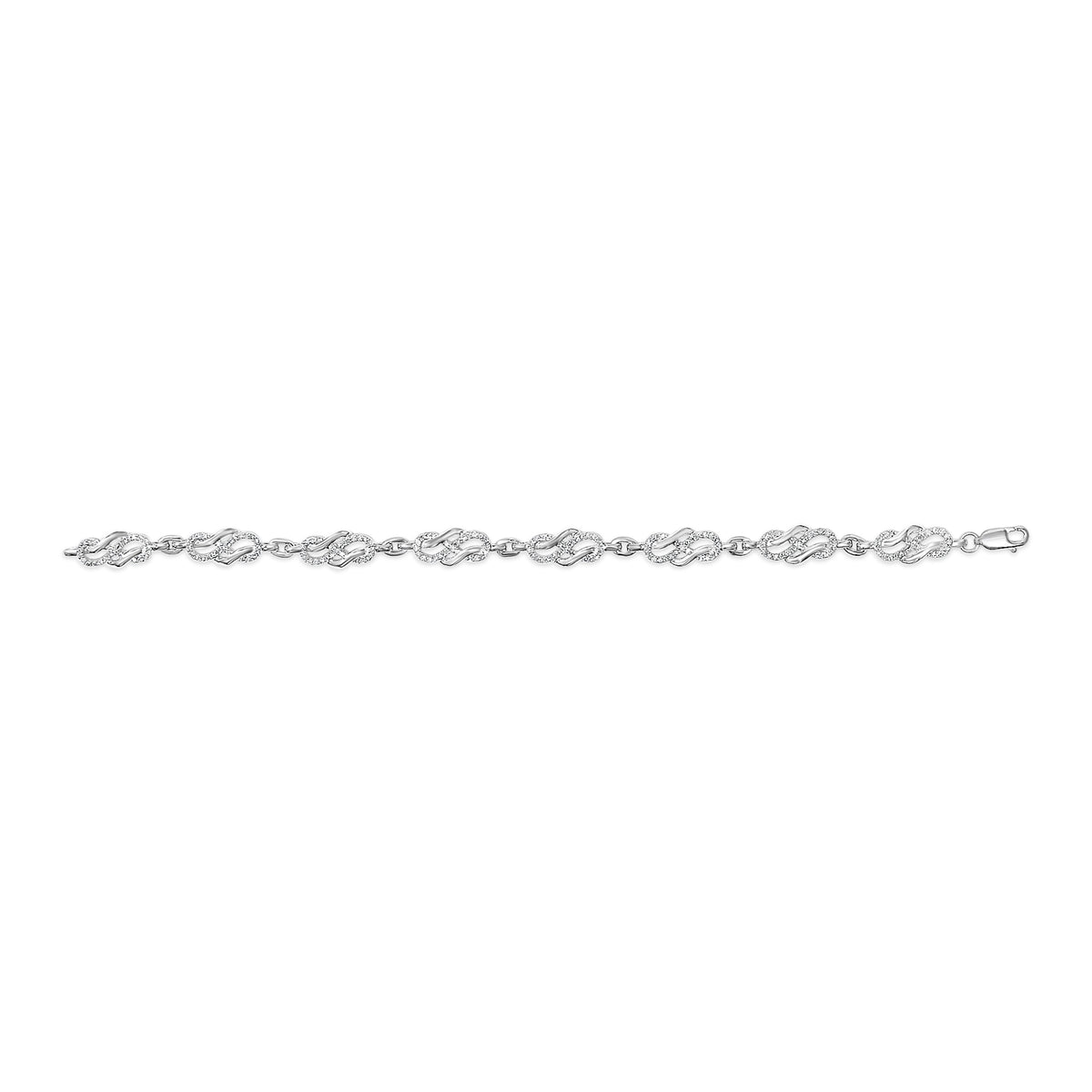 .925 Sterling Silver 1.0 Cttw Diamond Infinity Loop and Swirl Link Bracelet (I-J Color, I2-I3 Clarity) - 7.25" Inches Otarealm