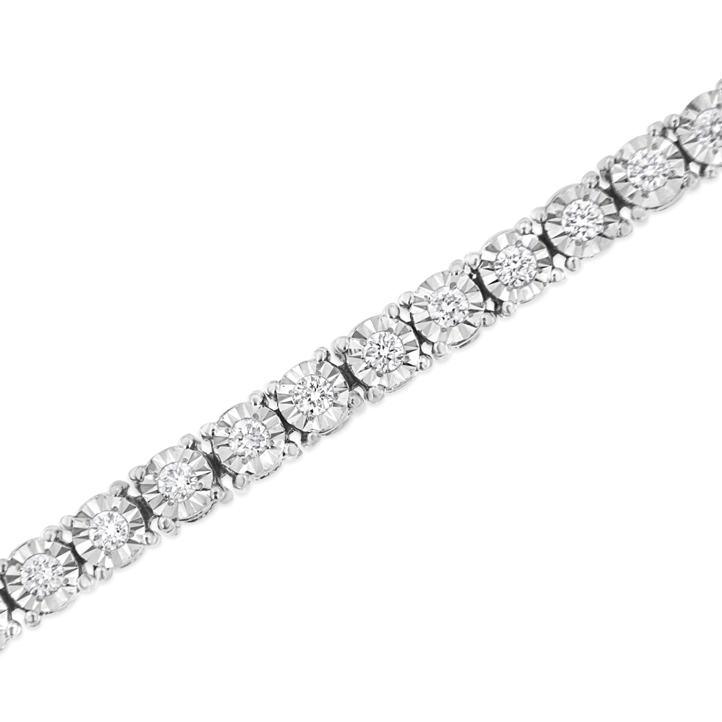 14K White Gold 3.0 Cttw Lab Grown Diamond Illusion-Set Miracle Plate Tennis Bracelet (F-G Color, VS1-VS2 Clarity) - Size 7.25" Otarealm