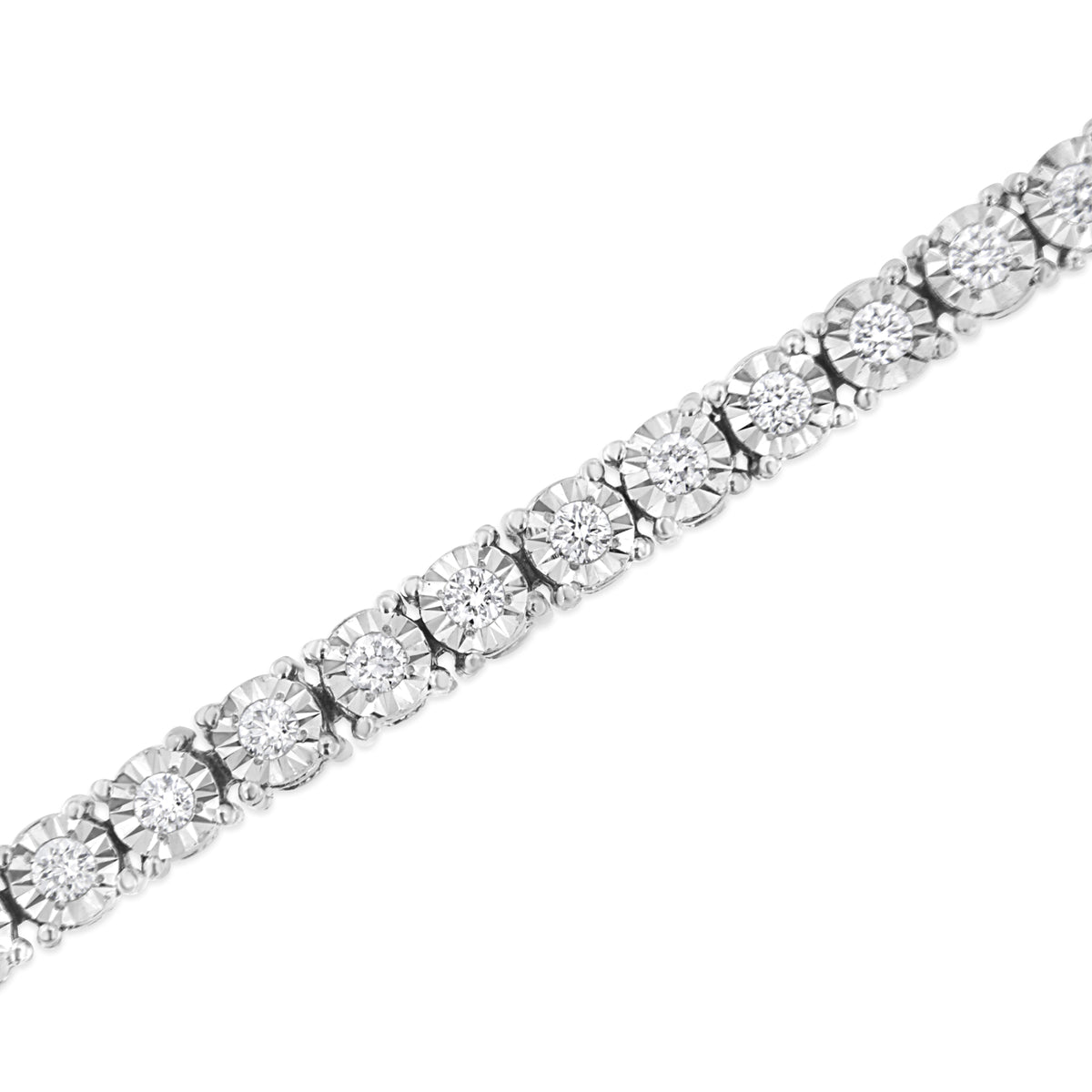 .925 Sterling Silver 3.0 Cttw Lab Grown Diamond Illusion-Set Miracle Plate Tennis Bracelet (G-H Color, VS1-VS2 Clarity) - Size 7.25" Otarealm