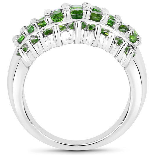 2.48 Carat Genuine Chrome Diopside .925 Sterling Silver Ring