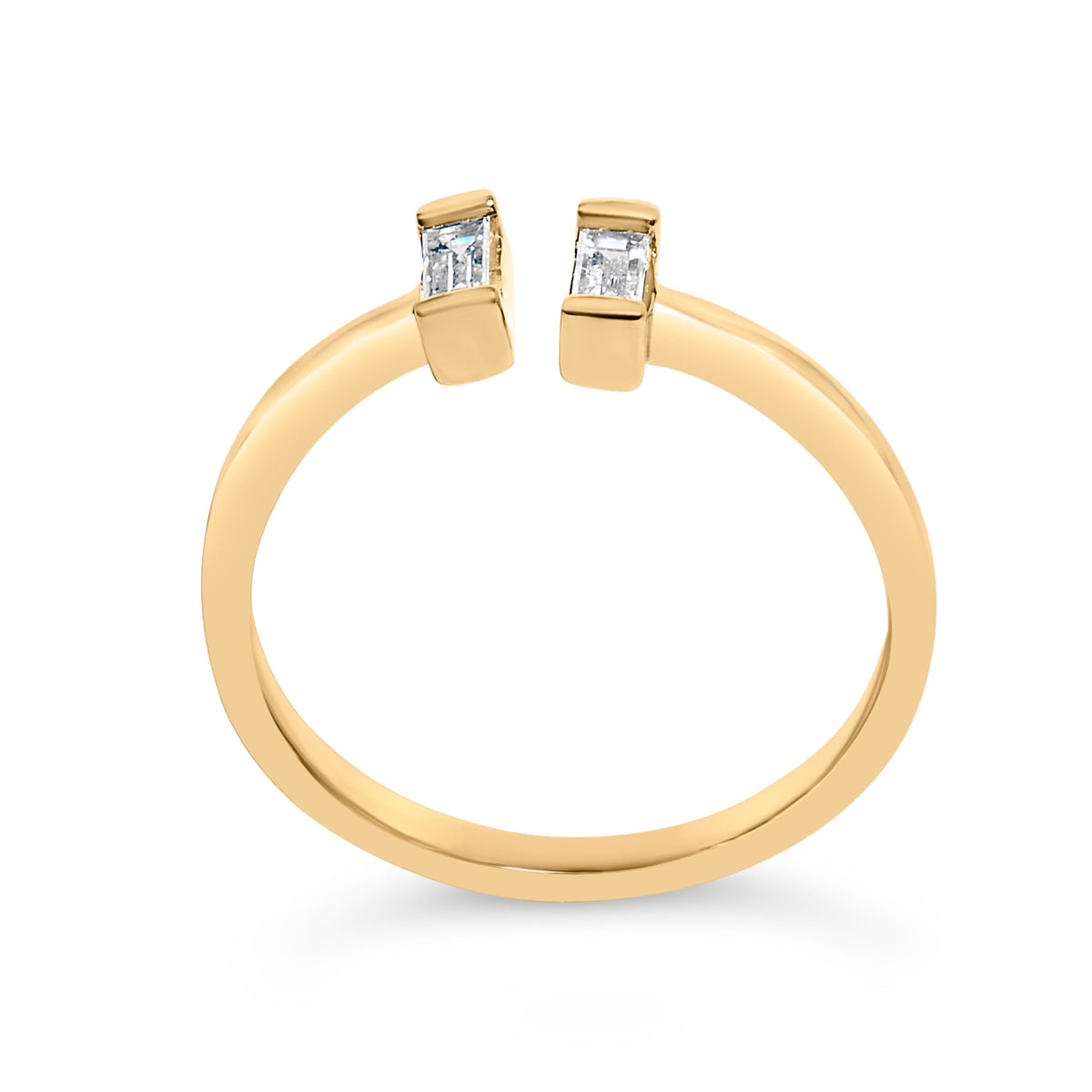 14K Yellow Gold Plated Sterling Silver 1/5 Cttw Baguette Diamond Open Band Ring Otarealm