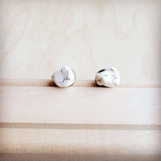 White Turquoise Stud Earrings 224k Otarealm