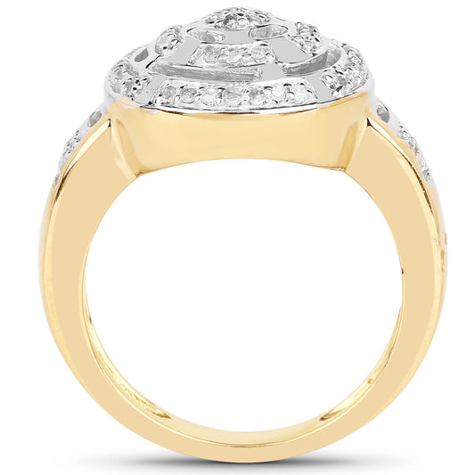 14K Yellow Gold Plated 0.21 Carat Genuine White Diamond .925 Sterling Silver Ring