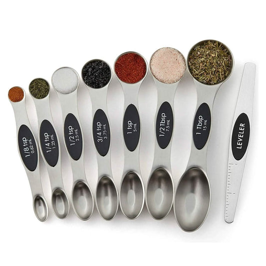 7-Piece: Double Sided Stackable Magnetic Measuring Spoons Set with Leveler Otarealm
