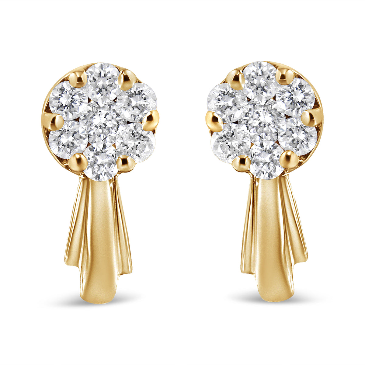 14K White Gold 3/4 Cttw Diamond Floral Cluster Drop and Dangle Stud Earrings (H-I Color, I1-I2 Clarity) Otarealm