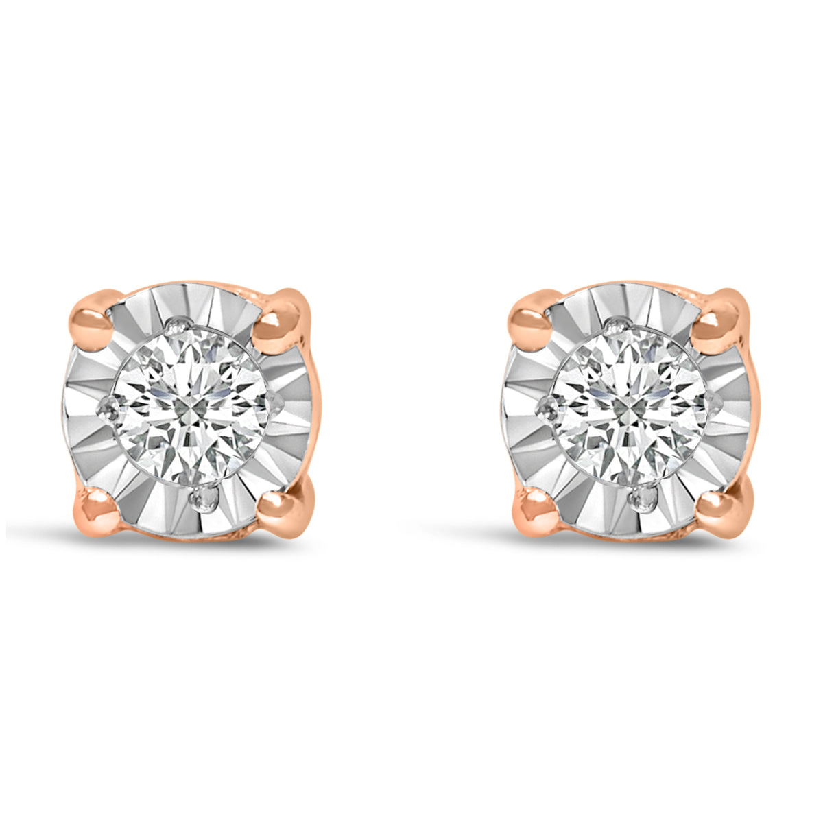 .925 Sterling Silver 1/10 Cttw Round Brilliant-Cut Lab Grown Diamond Miracle-Set Stud Earrings (F-G Color, VS1-VS2 Clarity) Otarealm