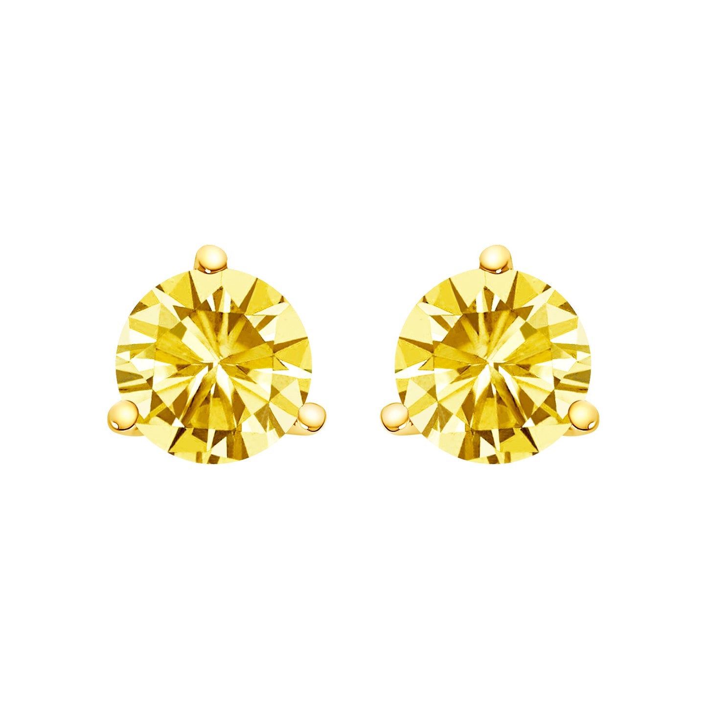 14K White Gold 3-Prong Martini Set 1.0 Cttw Yellow Lab Grown Diamond Solitaire Stud Earrings Otarealm