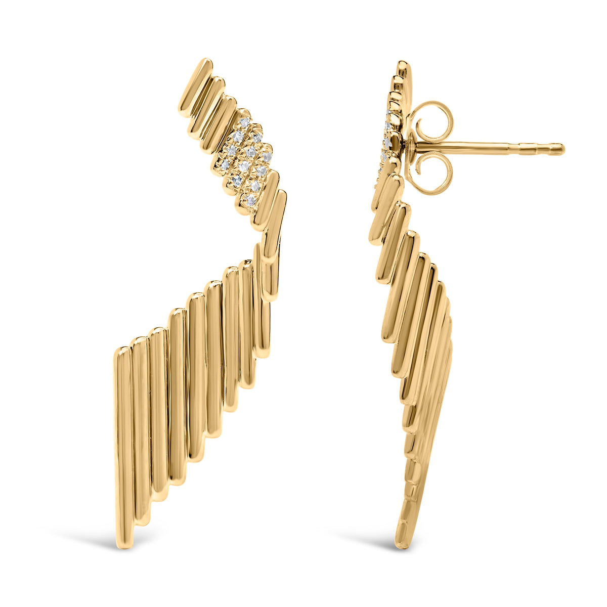 14K Yellow Gold Plated .925 Sterling Silver Sculpted Diamond Accent Drop Earrings (H-I Color, I1-I2 Clarity) Otarealm