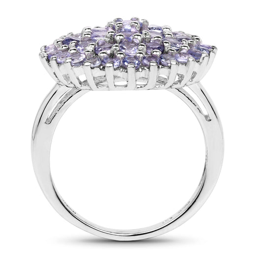 2.52 Carat Genuine Tanzanite .925 Sterling Silver Ring