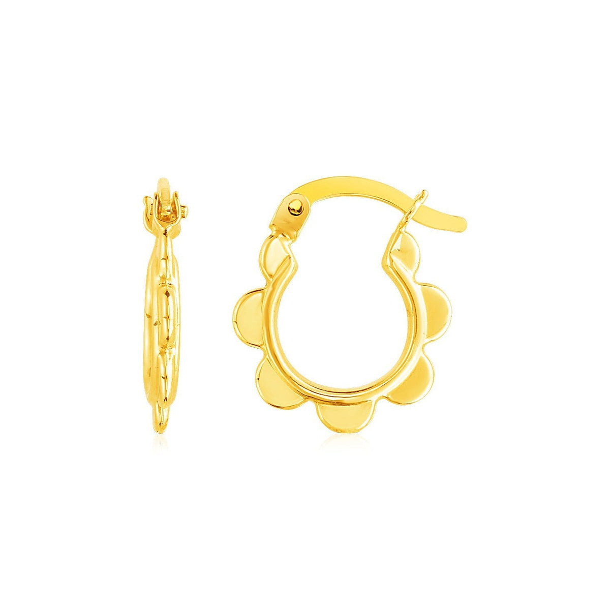 14k Yellow Gold Scalloped Hoop Earrings Otarealm