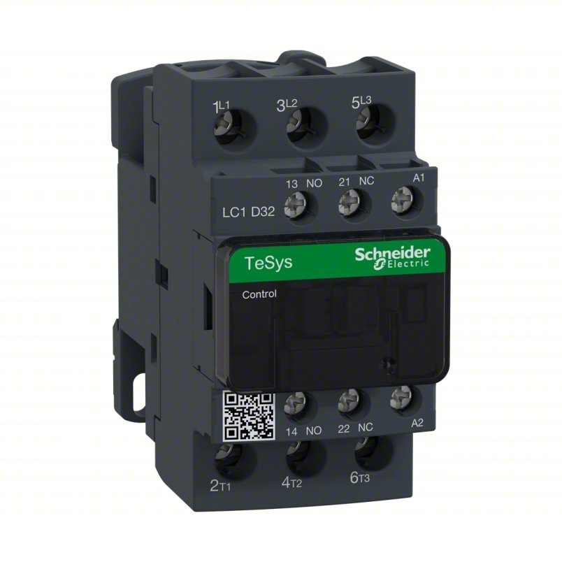SCHNEIDER IEC Magnetic Contactor LC1D32 Non-Reversing, 3 Poles, 32 A, 220V AC Coil, 1NO/1NC