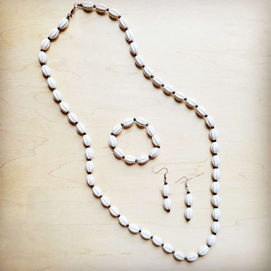 **White Turquoise Melon Beaded Stretch Bracelet 809h Otarealm