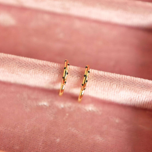 Lottie Black Onyx & Gold Polka Dot Hoops Otarealm