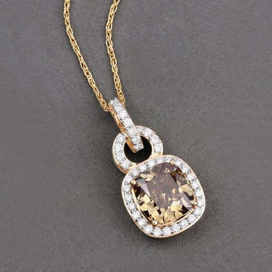 IGI Certified 2.50 Carat Genuine Brown Diamond Center and 0.31cttw White Diamond 18K Yellow Gold Pendant (2.81cttw) Otarealm