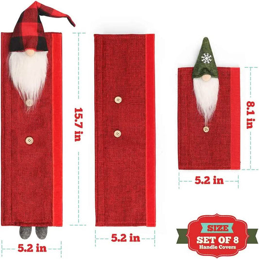 8-Piece: Gnome Christmas Refrigerator Handle Covers Set Otarealm