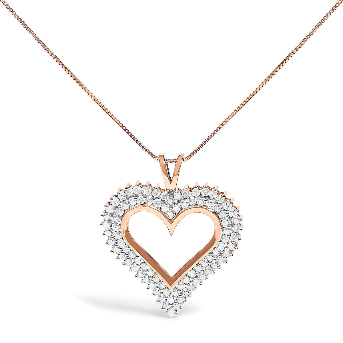 .925 Sterling Silver 1.00 Cttw Diamond Heart 18" Pendant Necklace (I-J Color, I2-I3 Clarity) Otarealm