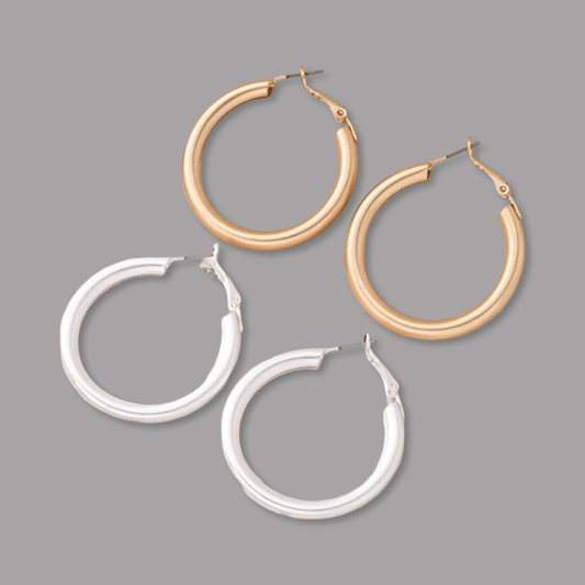 Beautiful Matte Gold or Silver Hoop Earrings Otarealm