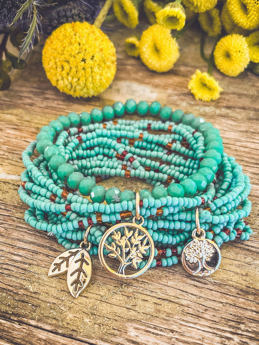 Beautiful Turquoise Tree of Life Bracelet Set Otarealm