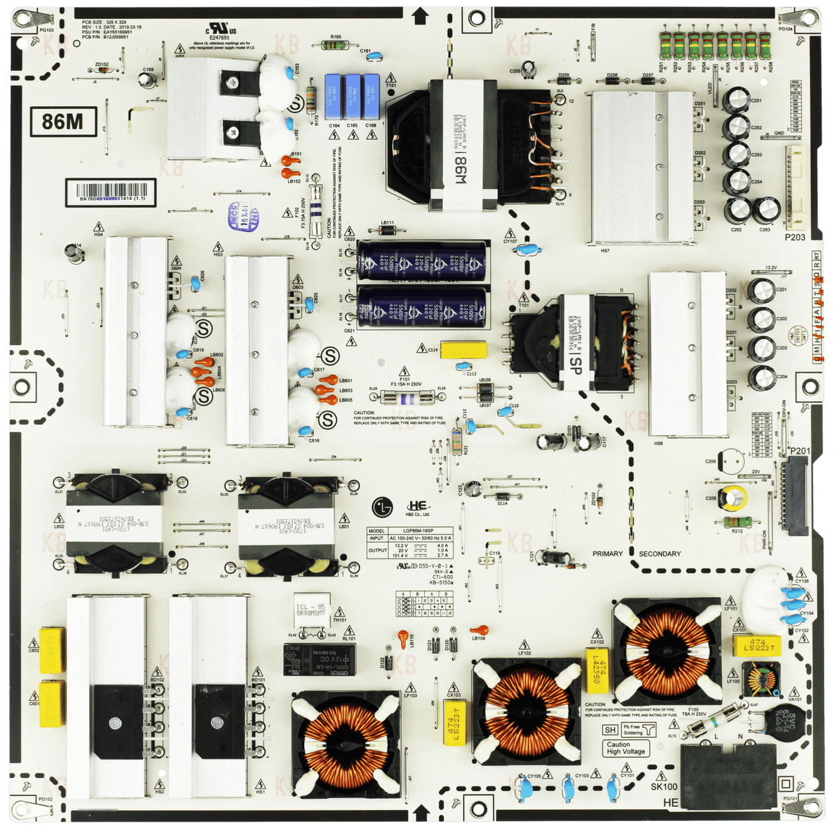 EAY65169951 LG Power Supply, LGP86M-19SP, B12J059951, 86SM9070PUA, 86NANO90UNA, 86NANO90ANA, 86NANO91ANA Otarealm
