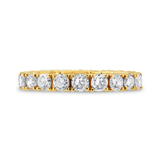 14K Yellow Gold 2.00 Cttw Shared Prong Set Round Cut Diamond Eternity Band (J-K Color, VS1-VS2 Clarity) - Ring Size 6.75