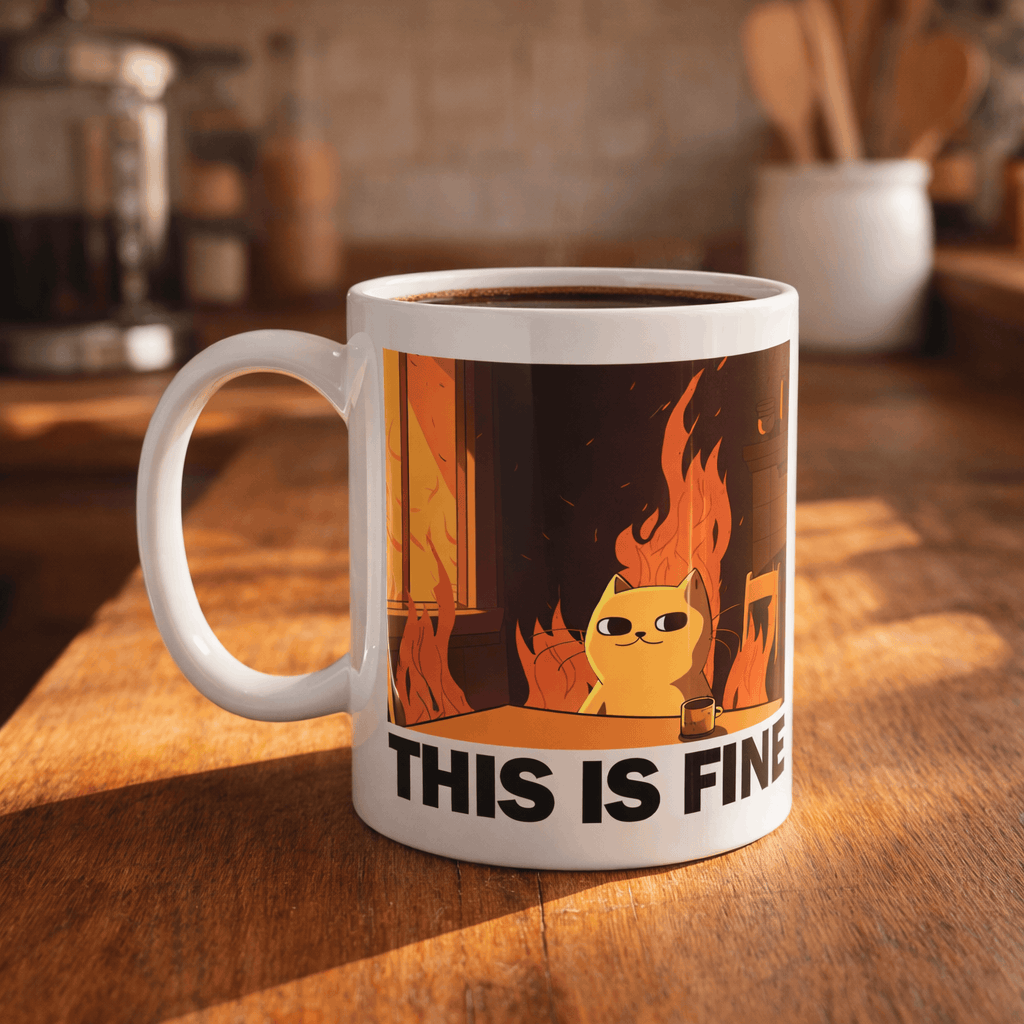 This Is Fine Cat Mug Otarealm