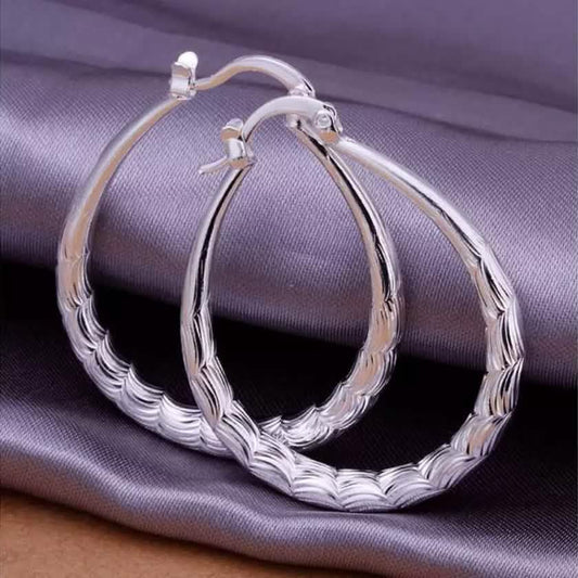 925 Sterling Silver Oval Filigree Hoop Earrings Otarealm