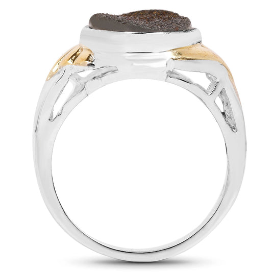 3.25 Carat Genuine Cobalt Blue Drusy .925 Sterling Silver Ring