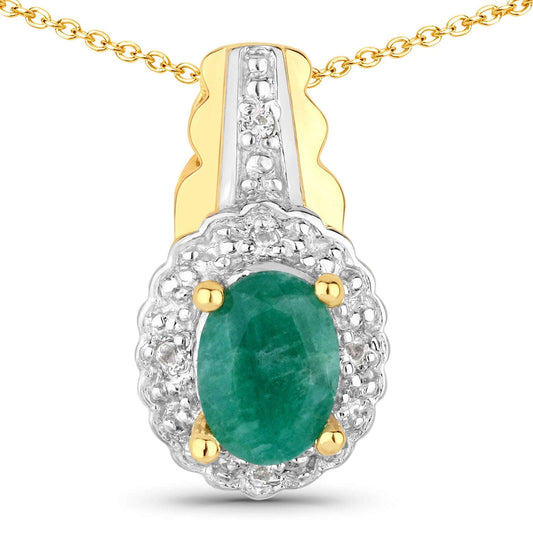 1.71 Carat Dyed Emerald and White Topaz .925 Sterling Silver Jewelry Set Otarealm