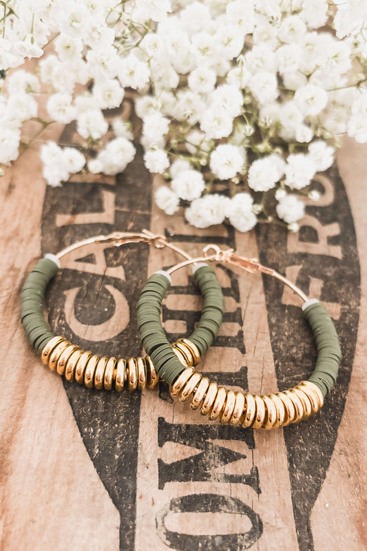Beautiful Green and Gold Clay Hoops Otarealm