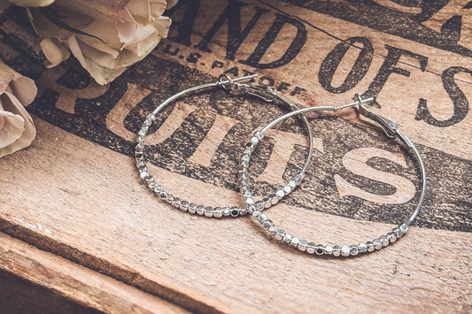 Beautiful Silver Glimmer Hoop Earrings