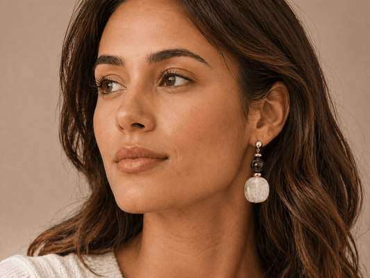 Beautiful White and Green Drop Earrings Otarealm