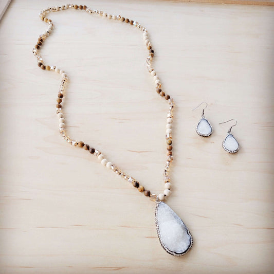 **Sparkling White Druzy Drop Earrings 219ct Otarealm