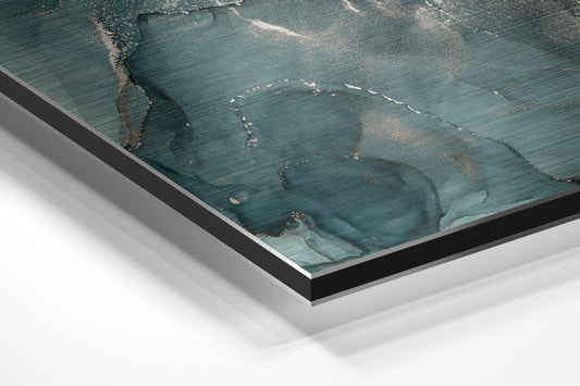 Teal Silver Marble Brushed Aluminium Dibond Wall Art