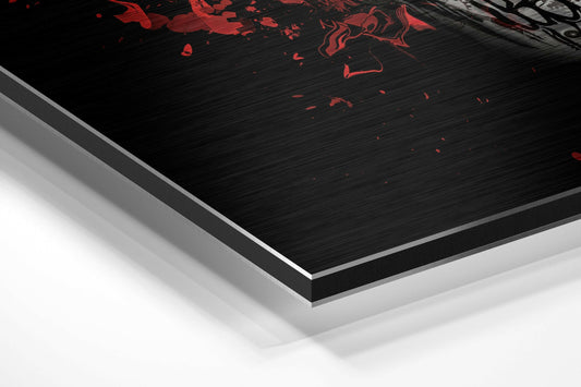 Red Splatter Sugar Skull Brushed Aluminium Dibond Wall Art