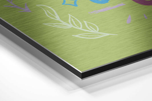 Lime Green Leafy Never Give Up Brushed Aluminum Dibond Wall Art