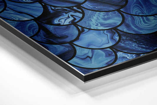 Blue Drops Brushed Aluminium Dibond Wall Art