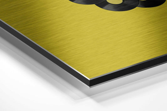 Top Hat Flamingo On Yellow Polka Dots Brushed Aluminium Dibond Wall Art
