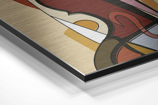 Beige Cubist Musician Brushed Aluminium Dibond Wall Art