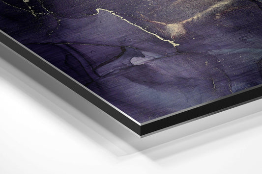 Deep Purple Gold Marble Brushed Aluminium Dibond Wall Art
