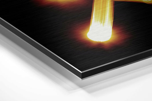 Glowing Arrow Sagittarius Light Trail Brushed Aluminium Dibond Wall Art